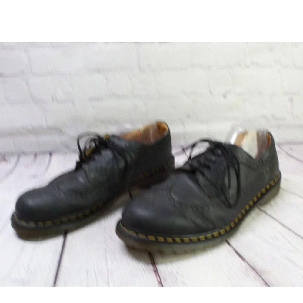 Dr Martens Brogue Black Leather Wingtips Lace up Oxford Shoes Size M 14 L 15 - Picture 2 of 9
